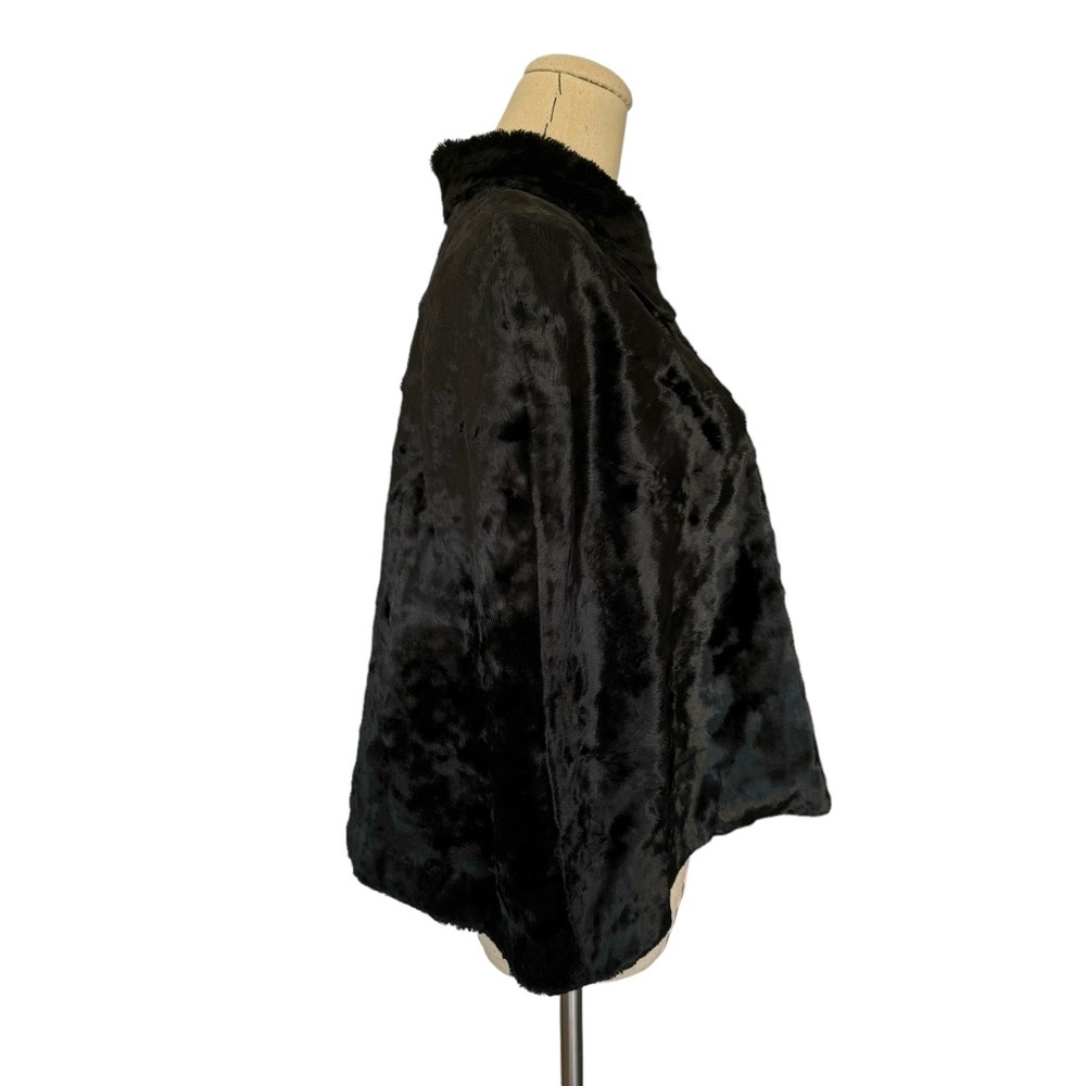 Vintage Black Faux Fur Cape Capelet Wrap Goth Old Hollywood Glam Goth - Picture 5 of 11